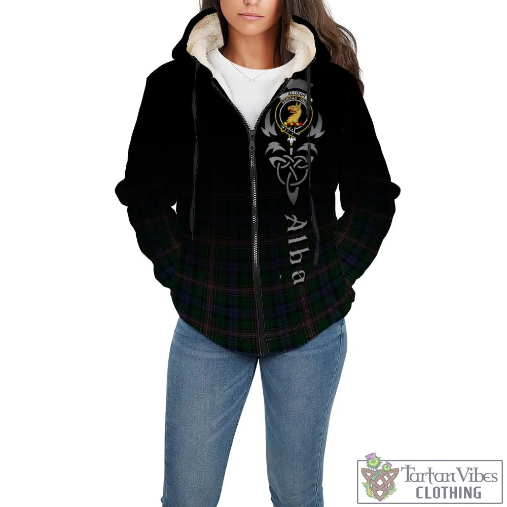 Allison Tartan Sherpa Hoodie Featuring Alba Gu Brath Family Crest Celtic Inspired