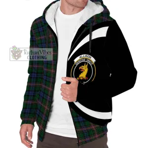 Allison Tartan Sherpa Hoodie with Family Crest Circle Style