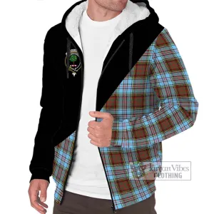 Anderson Ancient Tartan Sherpa Hoodie with Family Crest and Military Logo Style