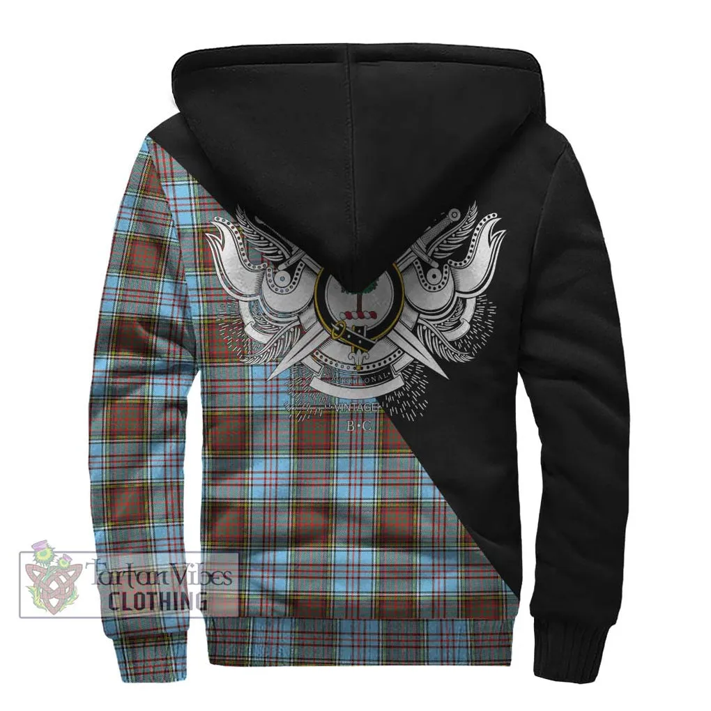 Anderson Ancient Tartan Sherpa Hoodie with Family Crest and Military Logo Style