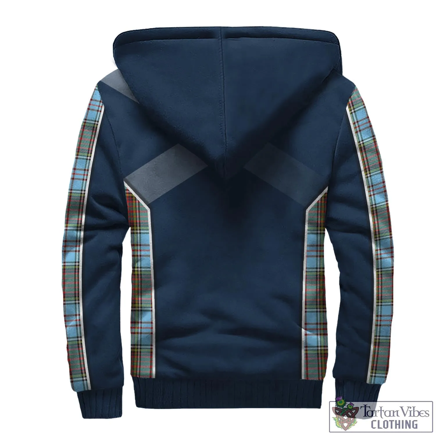 Anderson Ancient Tartan Sherpa Hoodie with Family Crest and Scottish Thistle Vibes Sport Style