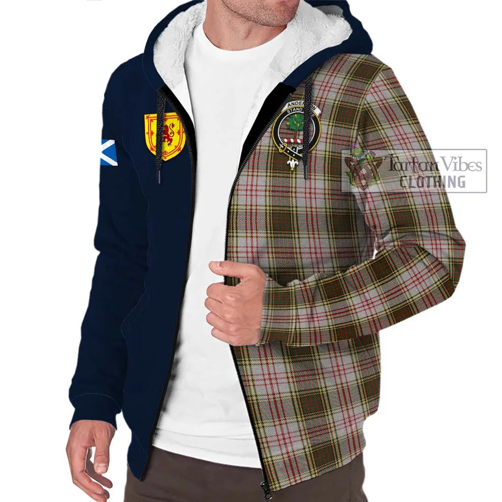 Anderson Dress Tartan Sherpa Hoodie Alba with Scottish Lion Royal Arm Half Style