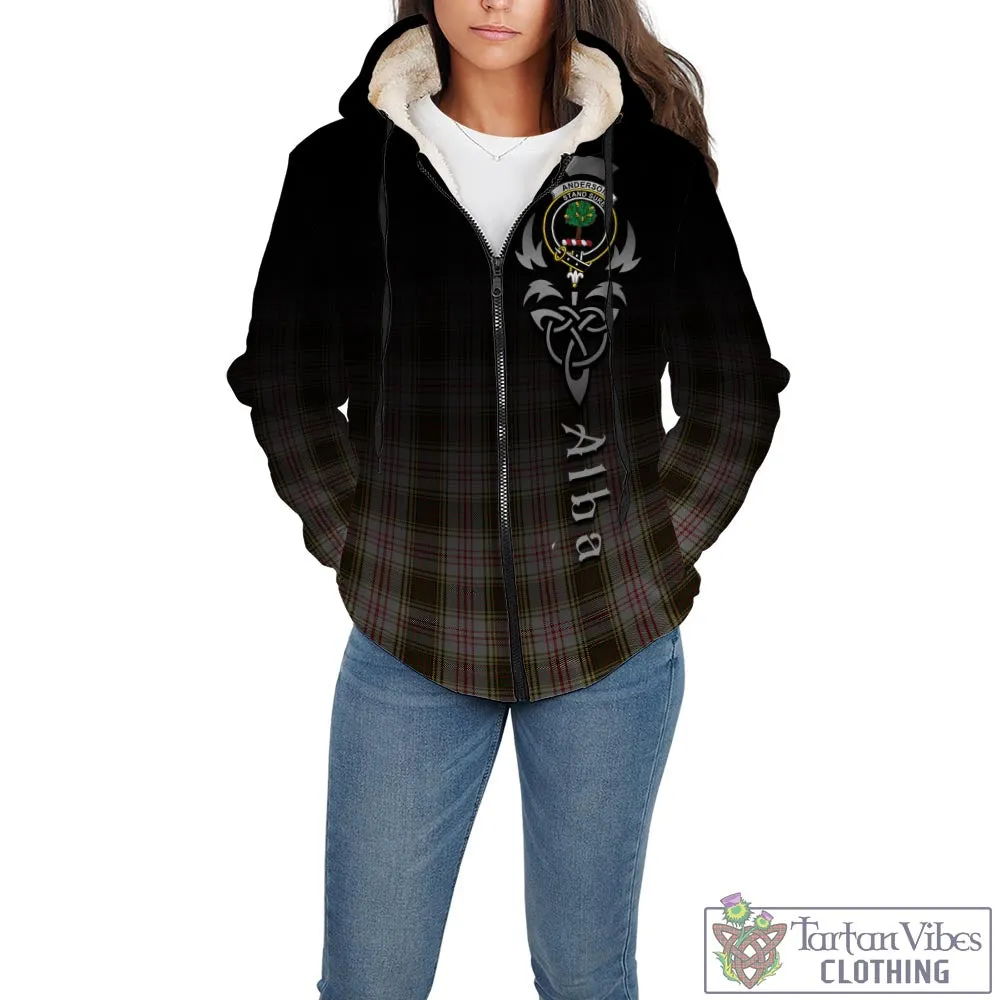 Anderson Dress Tartan Sherpa Hoodie Featuring Alba Gu Brath Family Crest Celtic Inspired