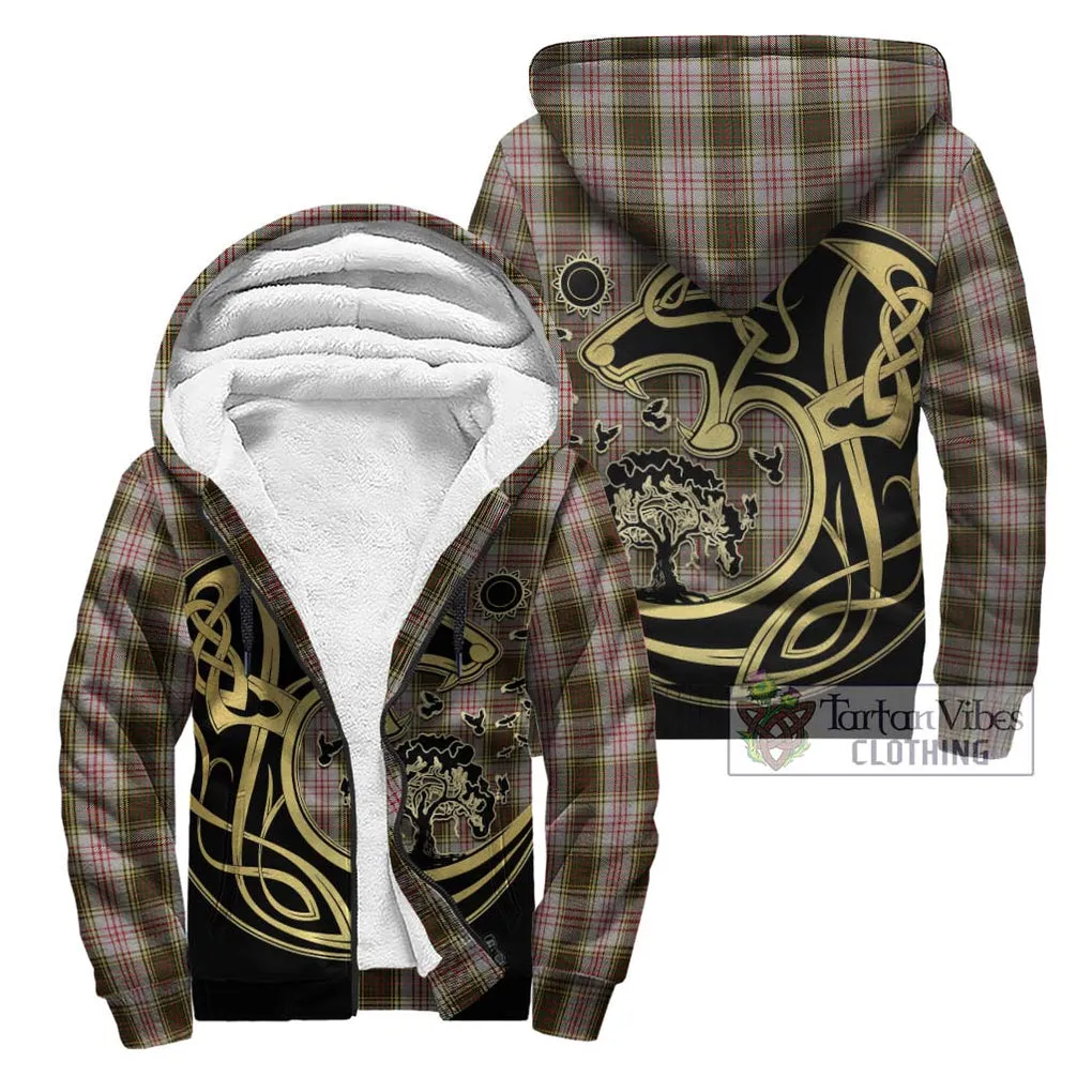 Anderson Dress Tartan Sherpa Hoodie with Family Crest Celtic Wolf Style