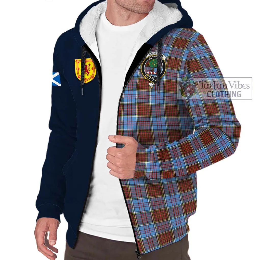 Anderson Modern Tartan Sherpa Hoodie Alba with Scottish Lion Royal Arm Half Style