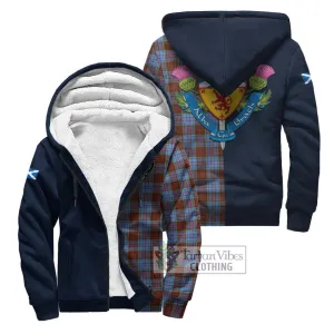 Anderson Modern Tartan Sherpa Hoodie Alba with Scottish Lion Royal Arm Half Style