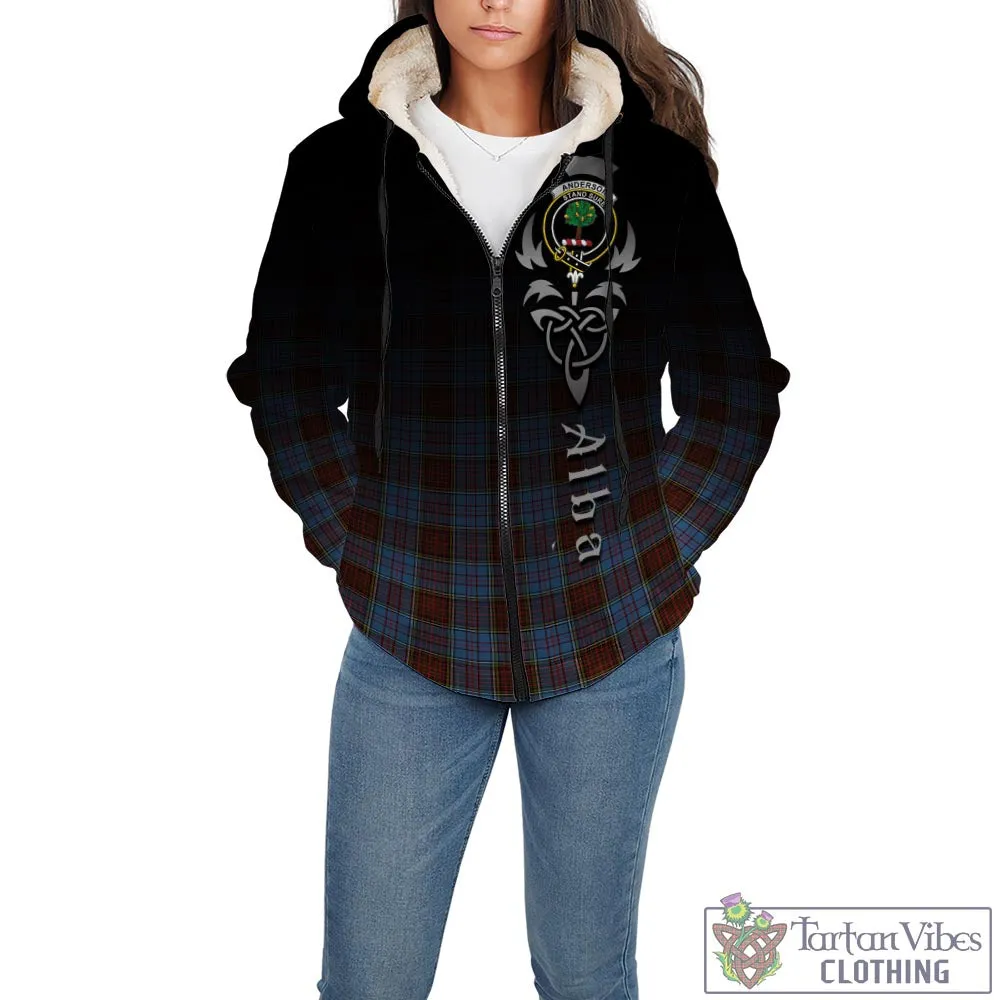 Anderson Modern Tartan Sherpa Hoodie Featuring Alba Gu Brath Family Crest Celtic Inspired