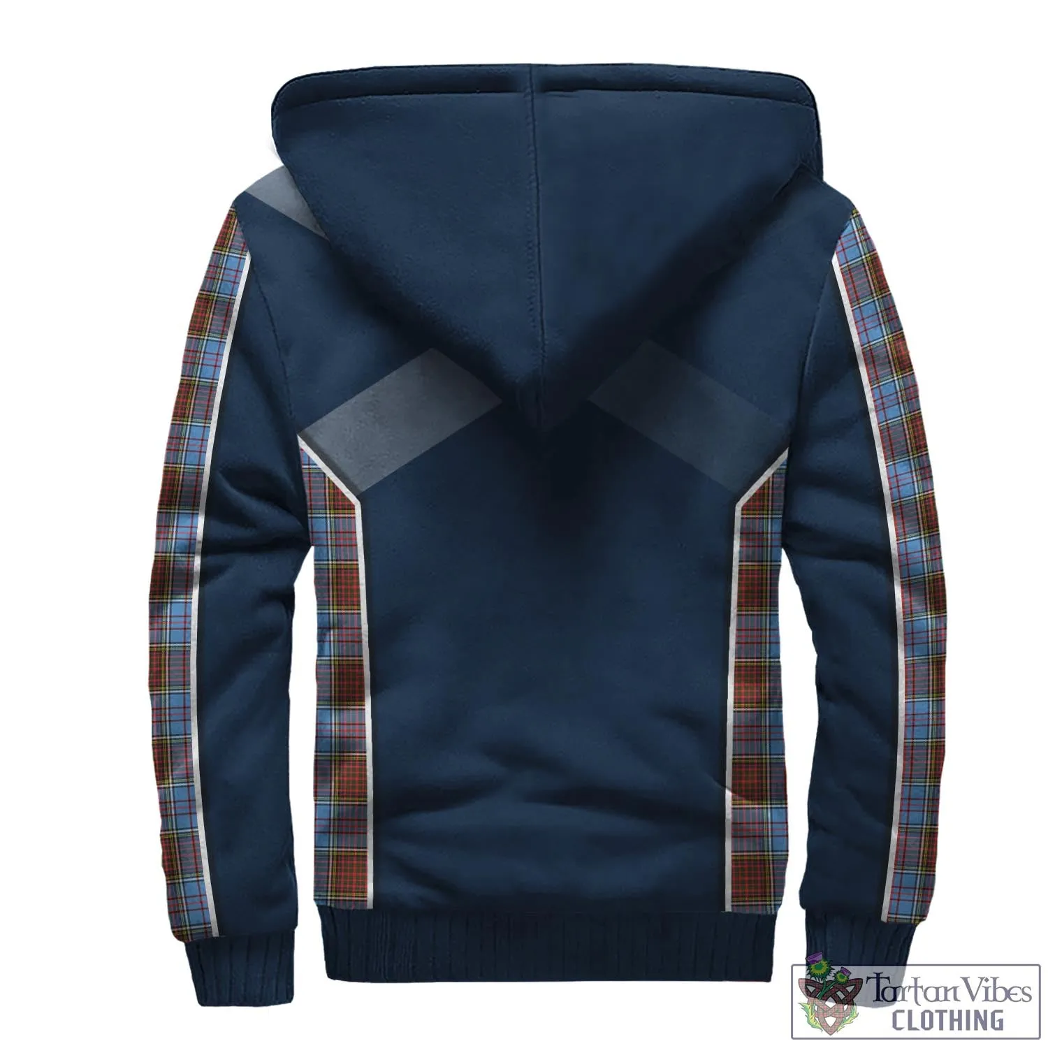 Anderson Modern Tartan Sherpa Hoodie with Family Crest and Lion Rampant Vibes Sport Style