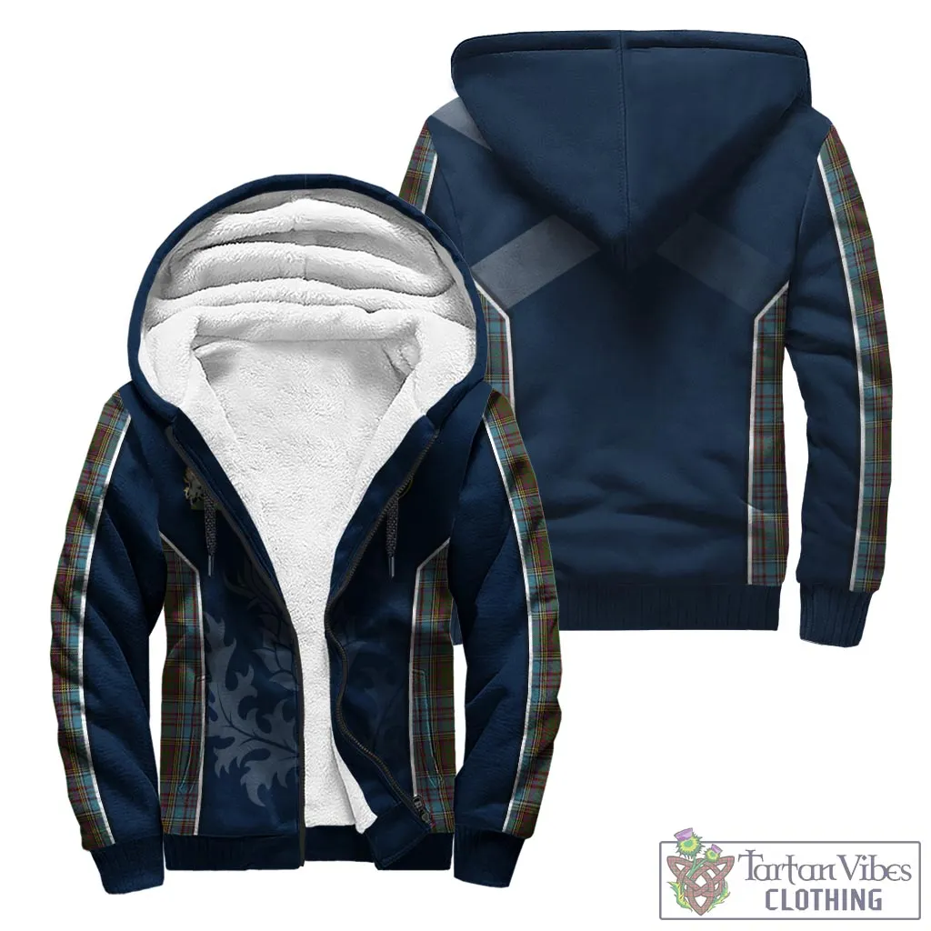 Anderson Tartan Sherpa Hoodie with Family Crest and Scottish Thistle Vibes Sport Style