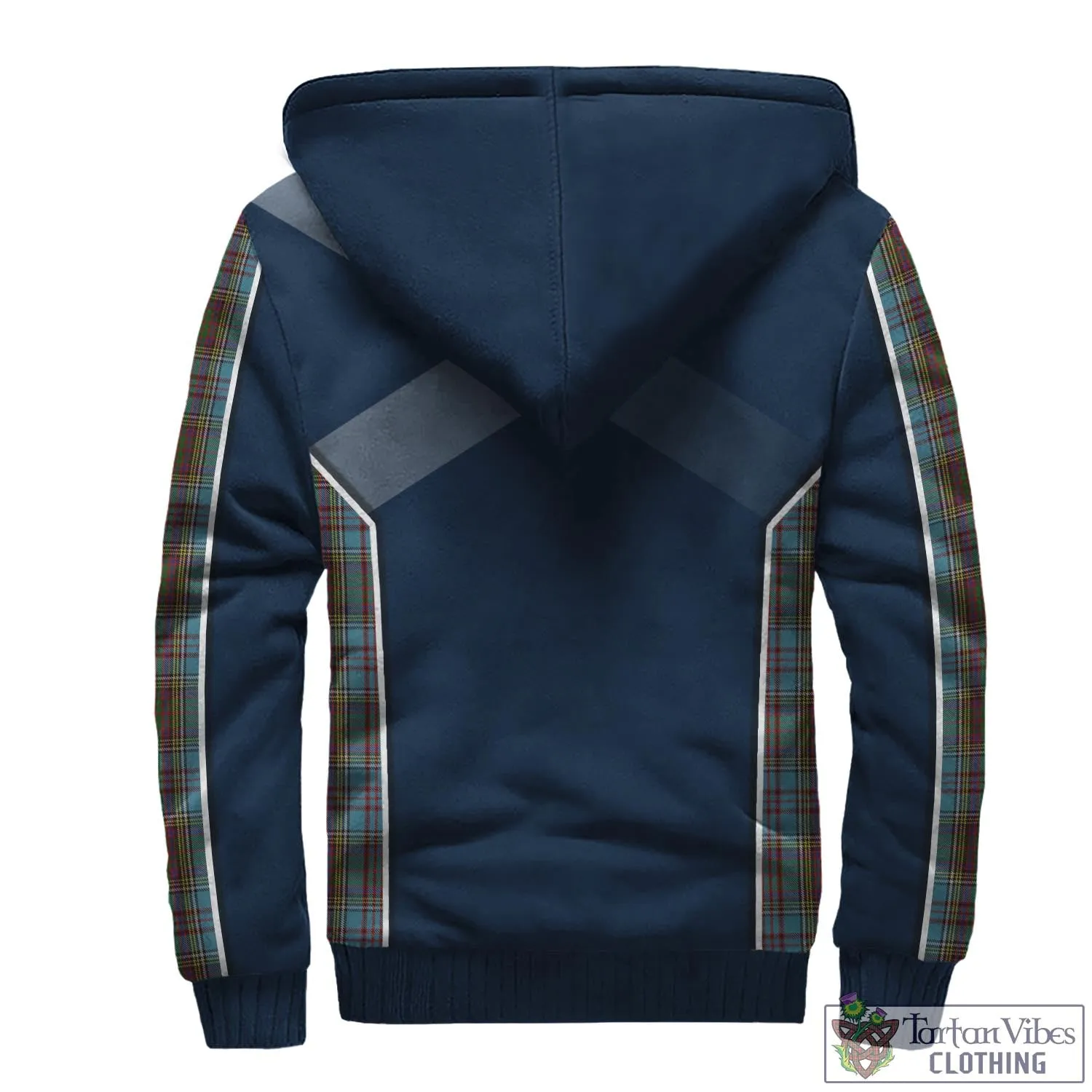 Anderson Tartan Sherpa Hoodie with Family Crest and Scottish Thistle Vibes Sport Style