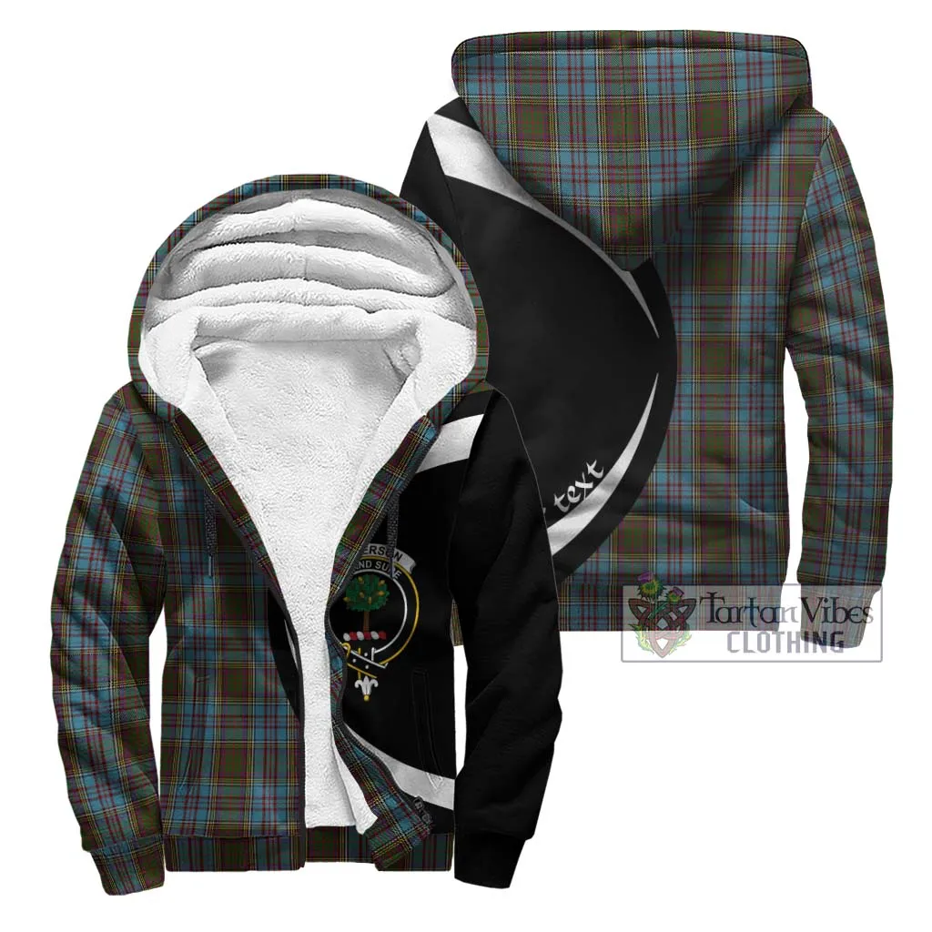 Anderson Tartan Sherpa Hoodie with Family Crest Circle Style