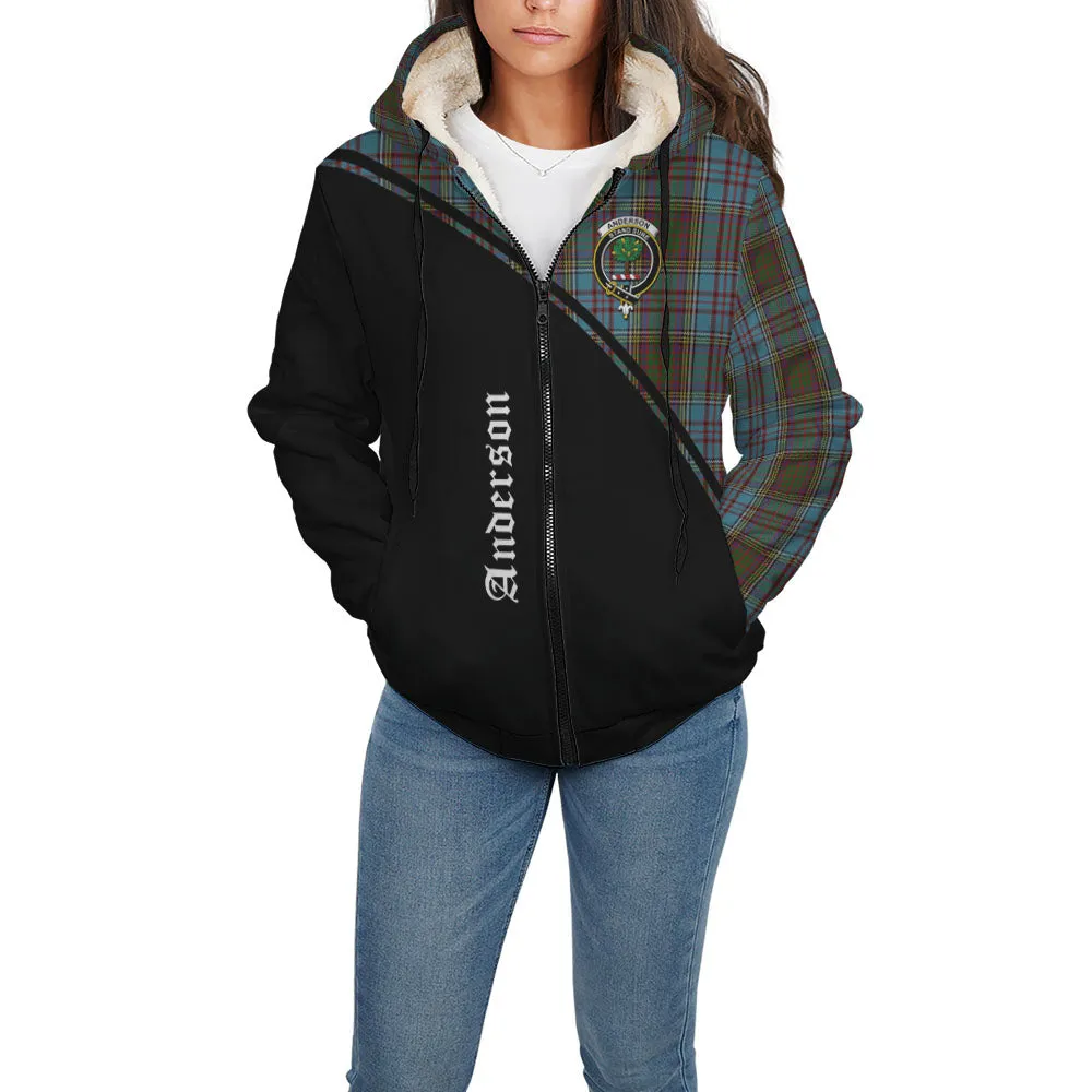 Anderson Tartan Sherpa Hoodie with Family Crest Curve Style