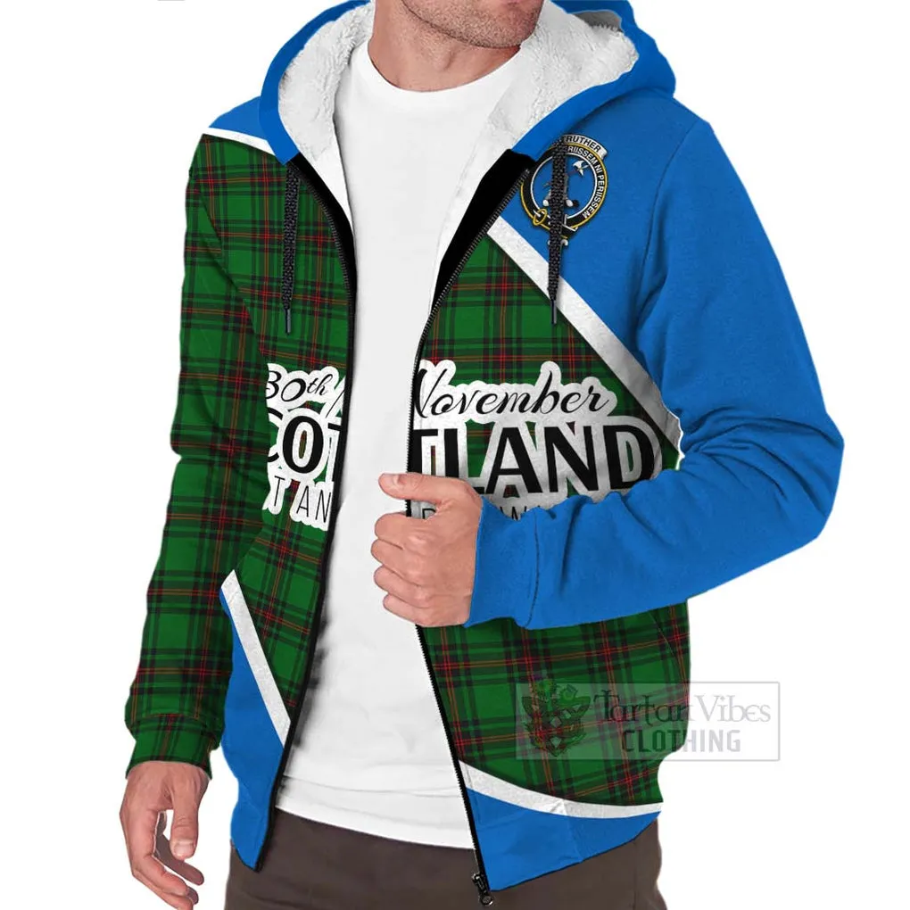 Anstruther Family Crest Tartan Sherpa Hoodie Celebrate Saint Andrew's Day in Style