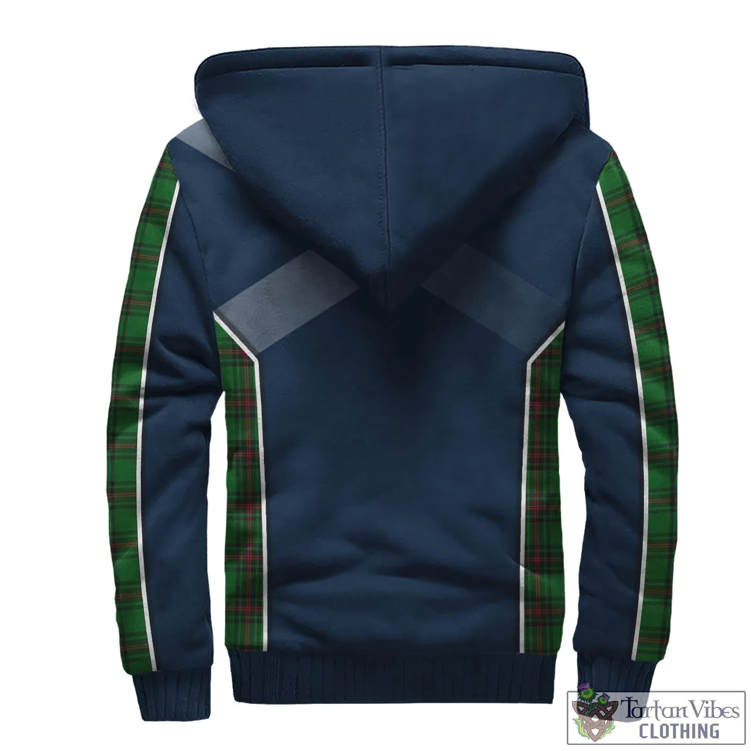 Anstruther Tartan Sherpa Hoodie with Family Crest and Lion Rampant Vibes Sport Style