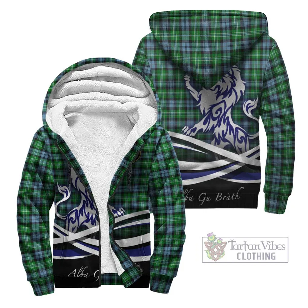 Arbuthnot Ancient Tartan Sherpa Hoodie with Alba Gu Brath Regal Lion Emblem