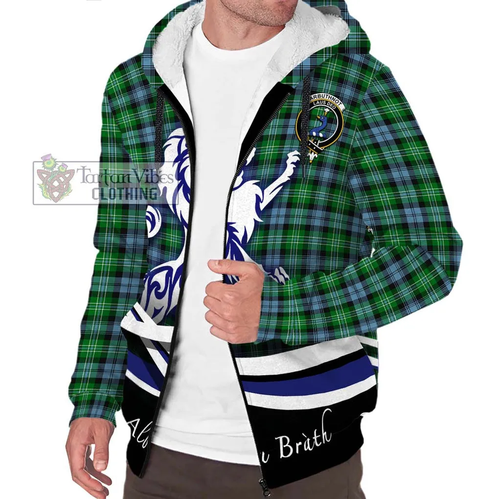 Arbuthnot Ancient Tartan Sherpa Hoodie with Alba Gu Brath Regal Lion Emblem