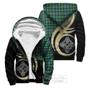 Arbuthnot Ancient Tartan Sherpa Hoodie with Family Crest and Celtic Symbol Style