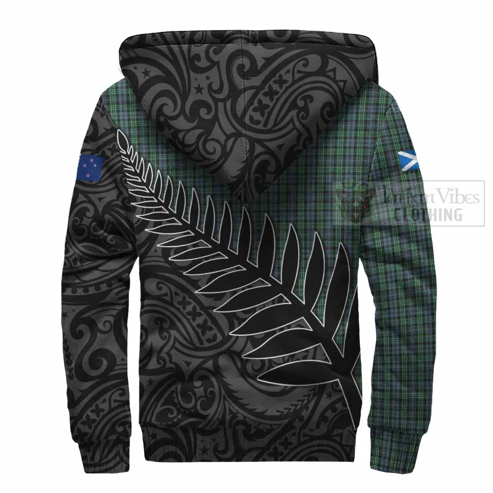 Arbuthnot Crest Tartan Sherpa Hoodie with New Zealand Silver Fern Half Style