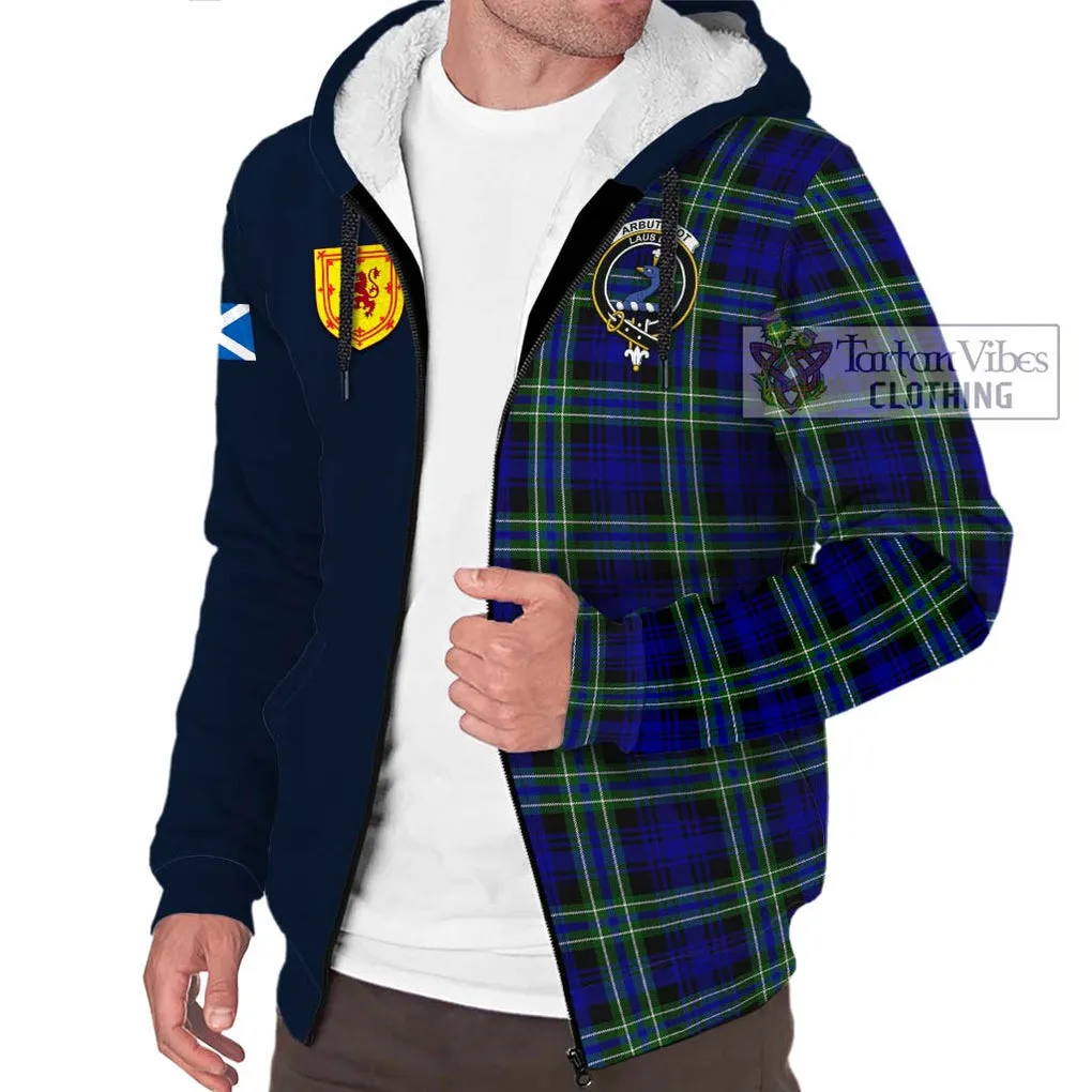 Arbuthnot Modern Tartan Sherpa Hoodie Alba with Scottish Lion Royal Arm Half Style