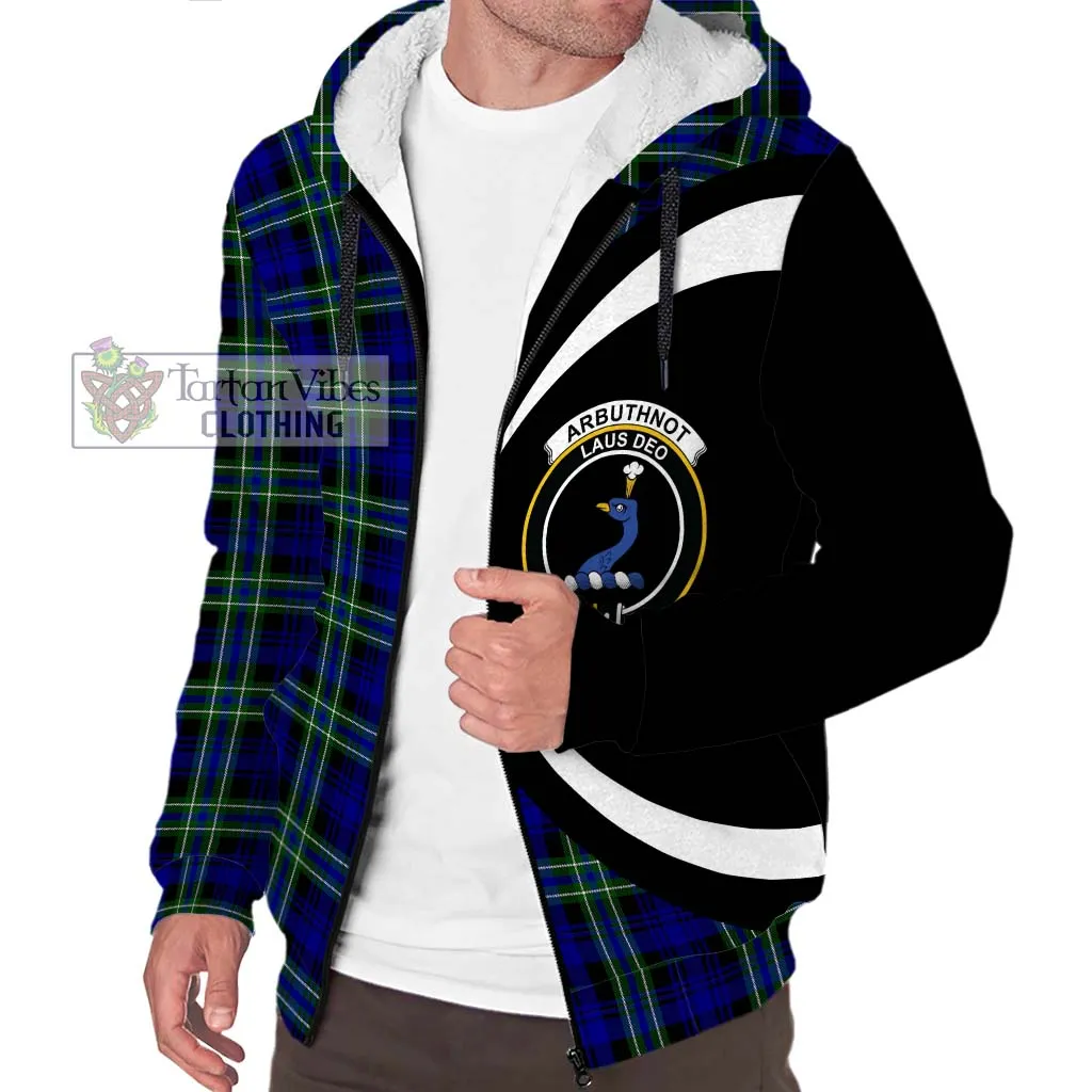 Arbuthnot Modern Tartan Sherpa Hoodie with Family Crest Circle Style