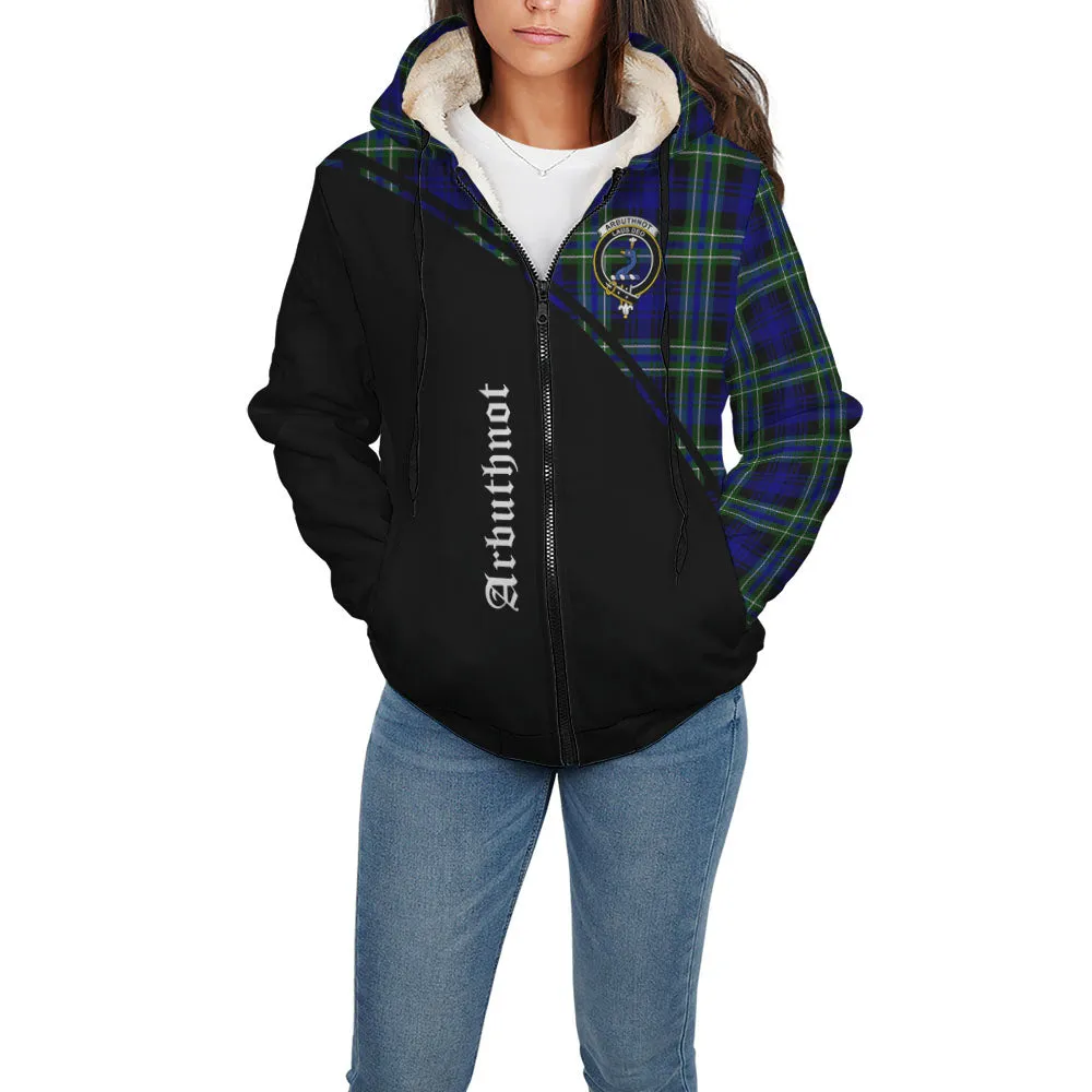 Arbuthnot Modern Tartan Sherpa Hoodie with Family Crest Curve Style