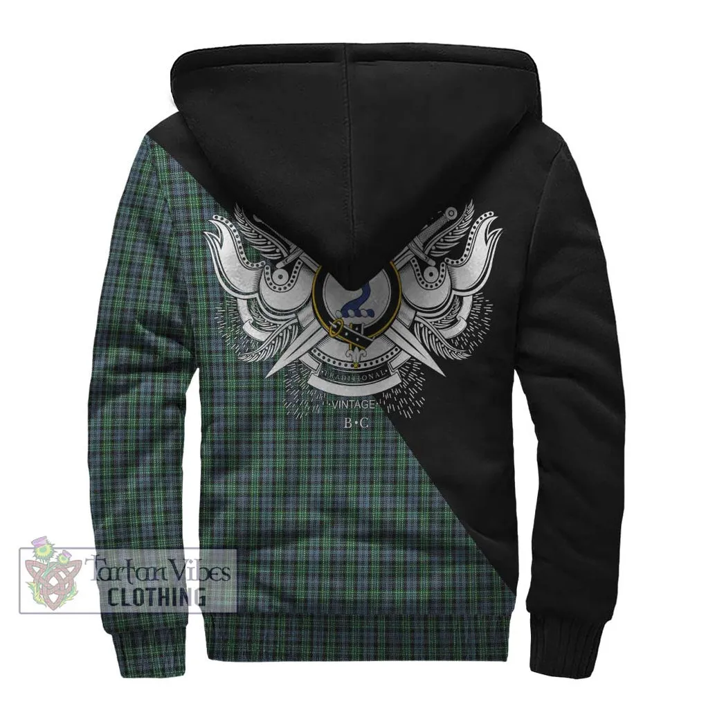 Arbuthnot Tartan Sherpa Hoodie with Family Crest and Military Logo Style