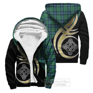 Armstrong Ancient Tartan Sherpa Hoodie with Family Crest and Celtic Symbol Style