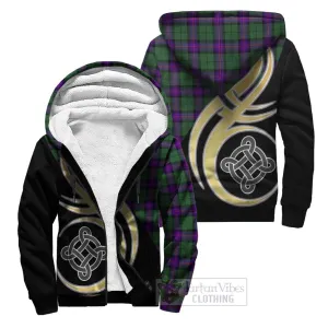 Armstrong Modern Tartan Sherpa Hoodie with Family Crest and Celtic Symbol Style