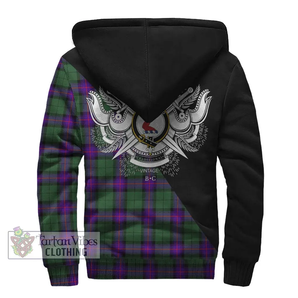 Armstrong Modern Tartan Sherpa Hoodie with Family Crest and Military Logo Style