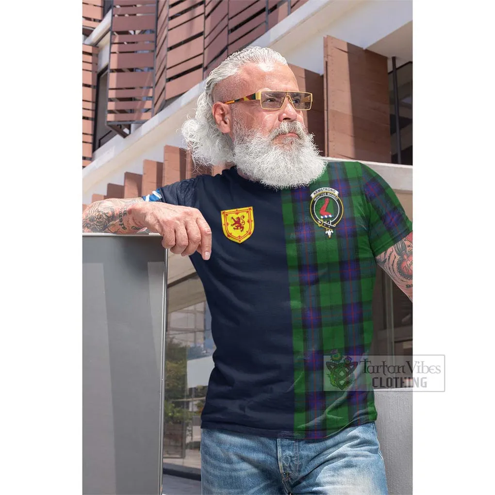 Armstrong Tartan Cotton T-shirt Alba with Scottish Lion Royal Arm Half Style