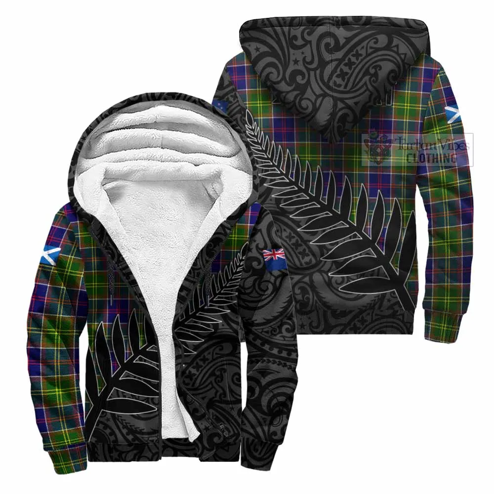 Arnott Crest Tartan Sherpa Hoodie with New Zealand Silver Fern Half Style