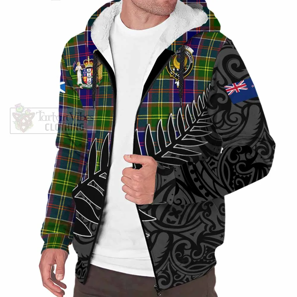 Arnott Crest Tartan Sherpa Hoodie with New Zealand Silver Fern Half Style