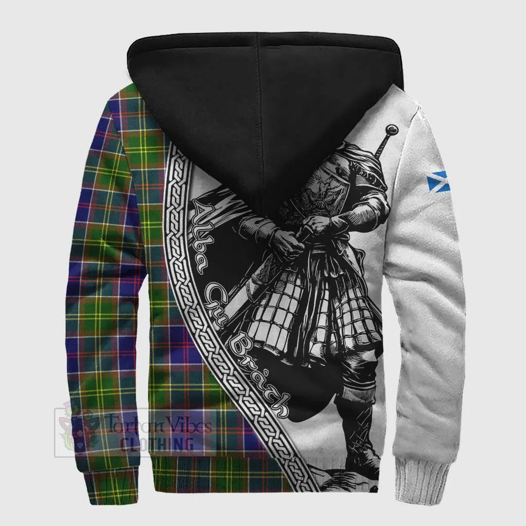 Arnott Tartan Clan Crest Sherpa Hoodie with Highlander Warrior Celtic Style