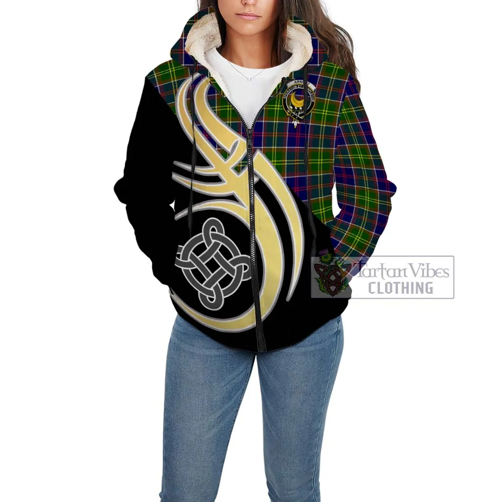 Arnott Tartan Sherpa Hoodie with Family Crest and Celtic Symbol Style