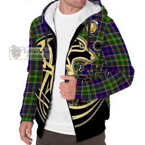 Arnott Tartan Sherpa Hoodie with Family Crest Celtic Wolf Style