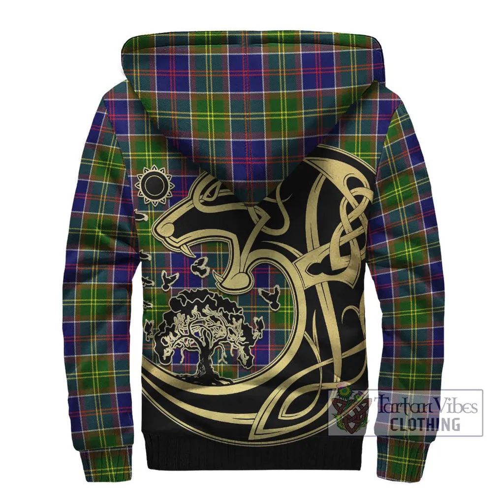 Arnott Tartan Sherpa Hoodie with Family Crest Celtic Wolf Style