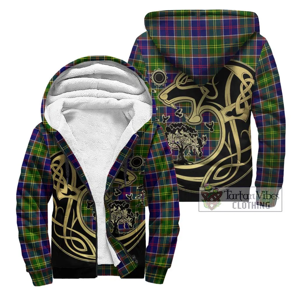 Arnott Tartan Sherpa Hoodie with Family Crest Celtic Wolf Style