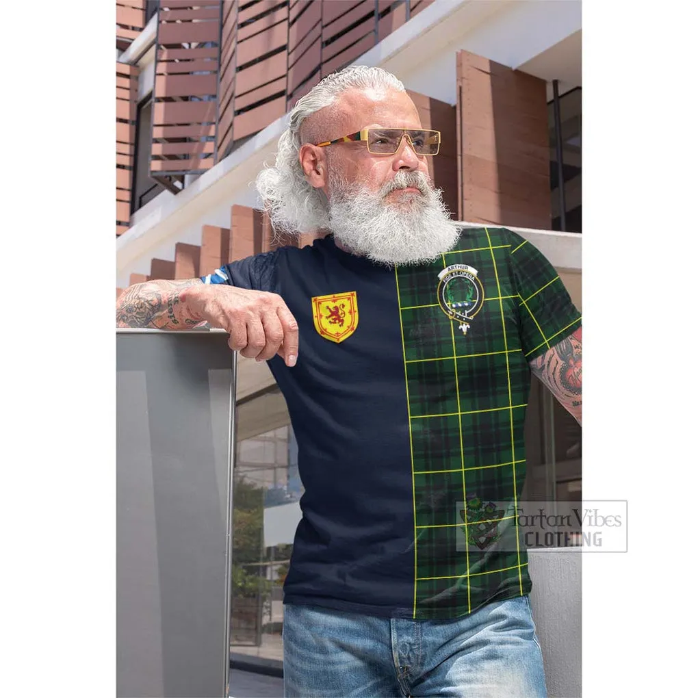 Arthur Modern Tartan Cotton T-shirt Alba with Scottish Lion Royal Arm Half Style