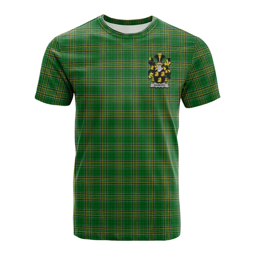 Ashmore Irish Clan Tartan Cotton T-shirt with Coat of Arms