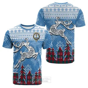 Auchinleck (Affleck) Clan Christmas Cotton T-shirt Celtic Reindeer Style