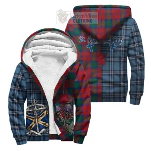 Auchinleck (Affleck) Tartan Sherpa Hoodie Happy St. Andrew's Day Half Tartan Style