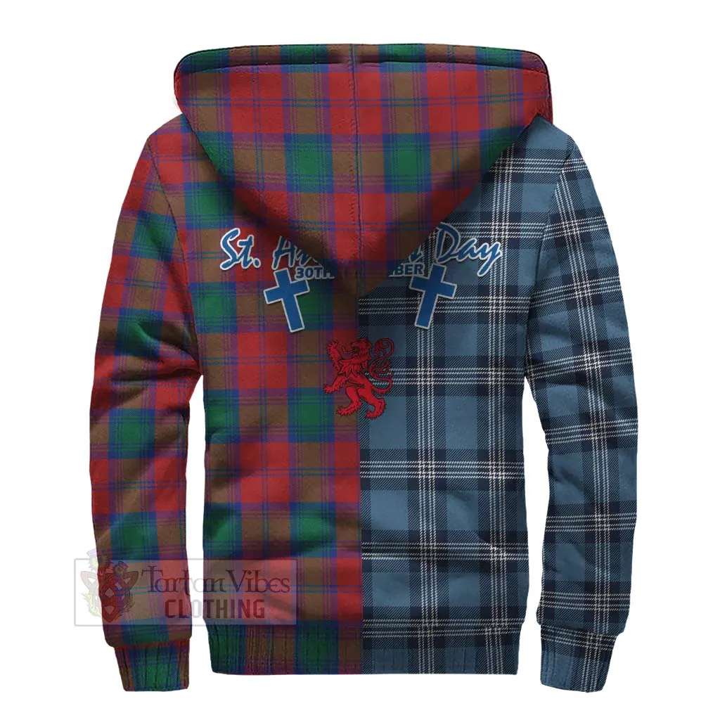 Auchinleck (Affleck) Tartan Sherpa Hoodie Happy St. Andrew's Day Half Tartan Style