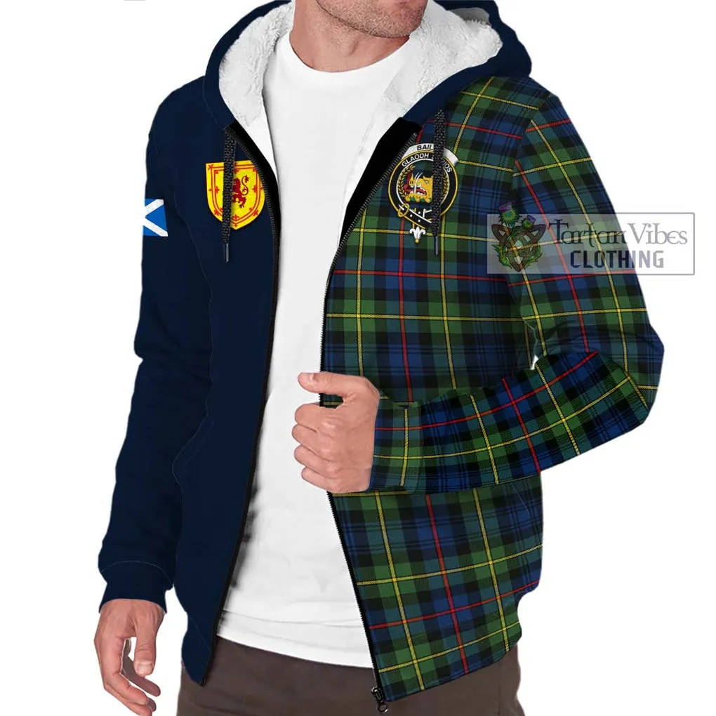 Bailey Modern Tartan Sherpa Hoodie Alba with Scottish Lion Royal Arm Half Style