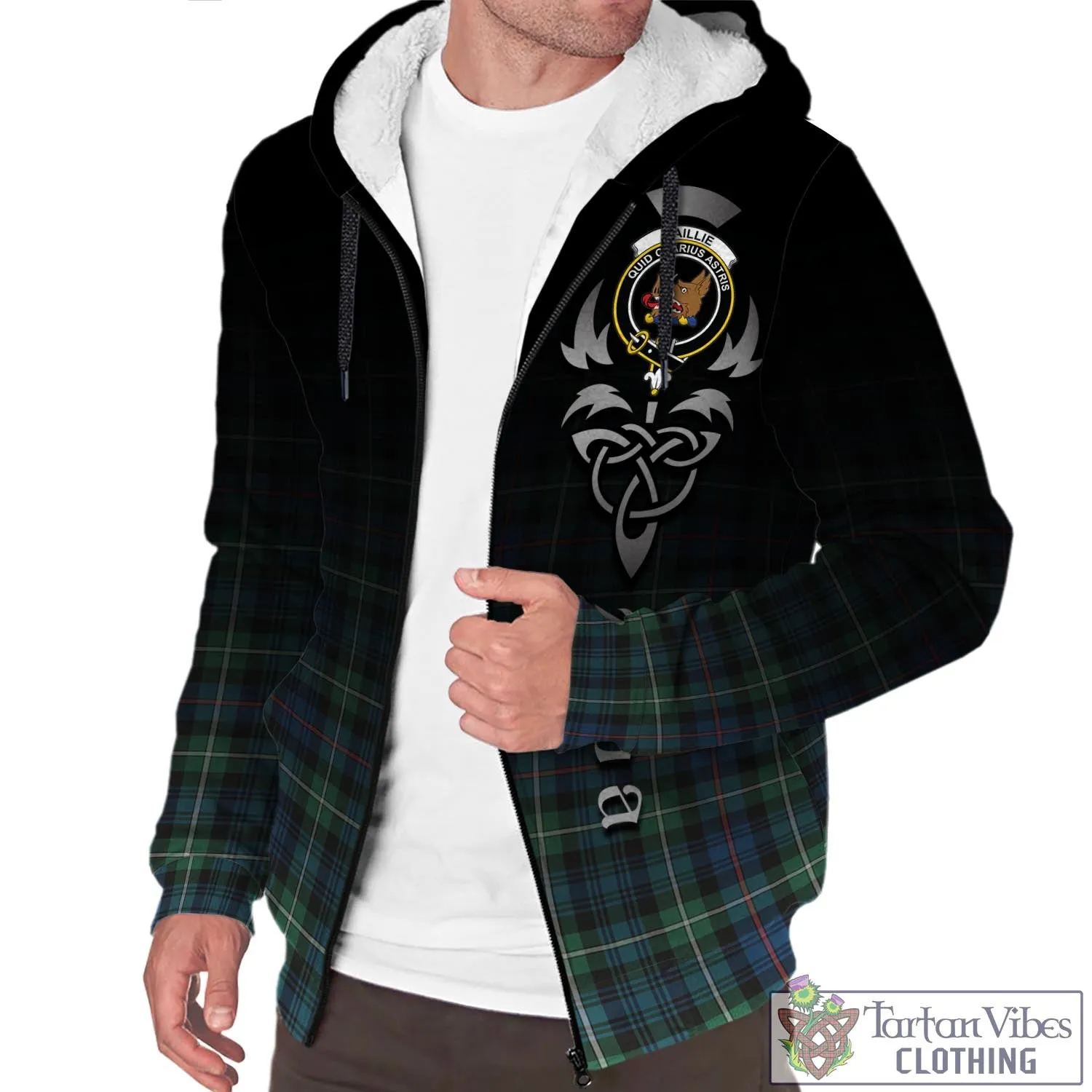 Baillie Ancient Tartan Sherpa Hoodie Featuring Alba Gu Brath Family Crest Celtic Inspired