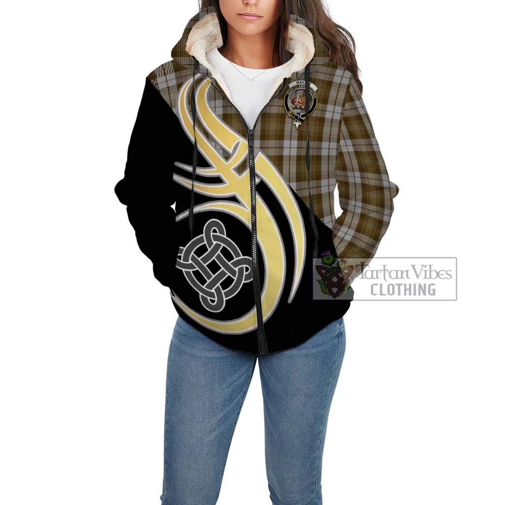 Baillie Dress Tartan Sherpa Hoodie with Family Crest and Celtic Symbol Style