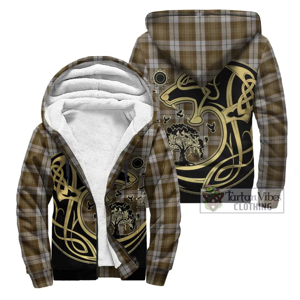 Baillie Dress Tartan Sherpa Hoodie with Family Crest Celtic Wolf Style