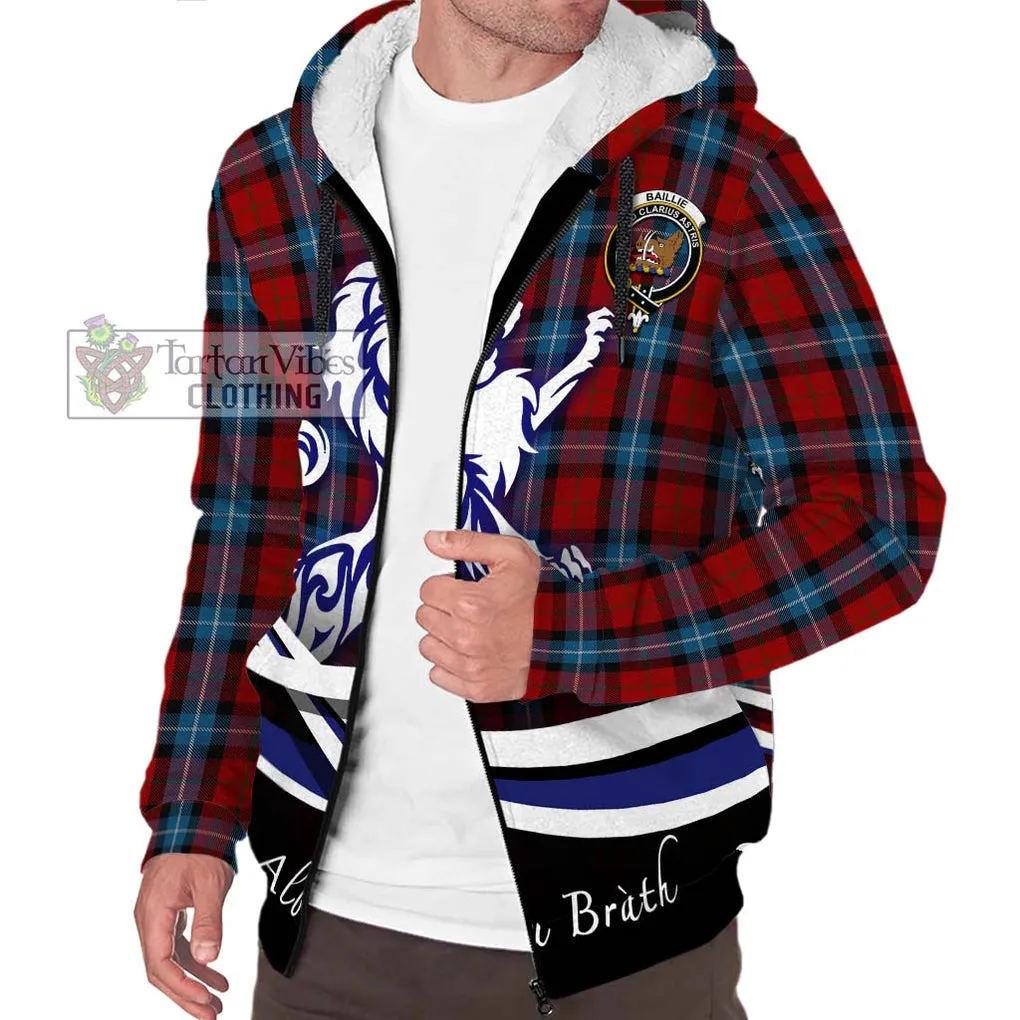 Baillie of Polkemmet Red Tartan Sherpa Hoodie with Alba Gu Brath Regal Lion Emblem