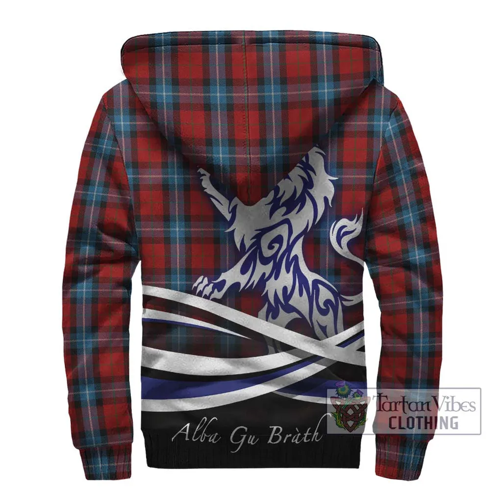 Baillie of Polkemmet Red Tartan Sherpa Hoodie with Alba Gu Brath Regal Lion Emblem