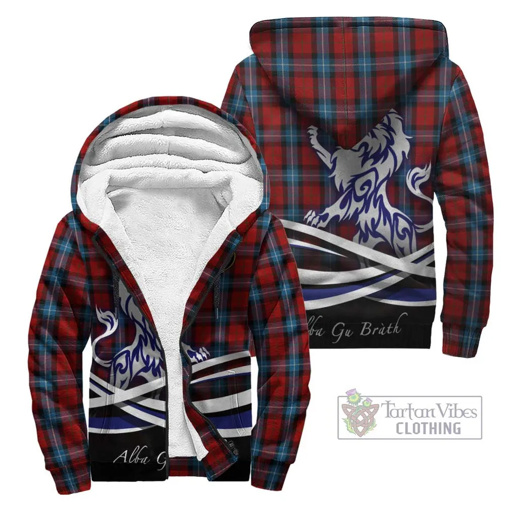 Baillie of Polkemmet Red Tartan Sherpa Hoodie with Alba Gu Brath Regal Lion Emblem