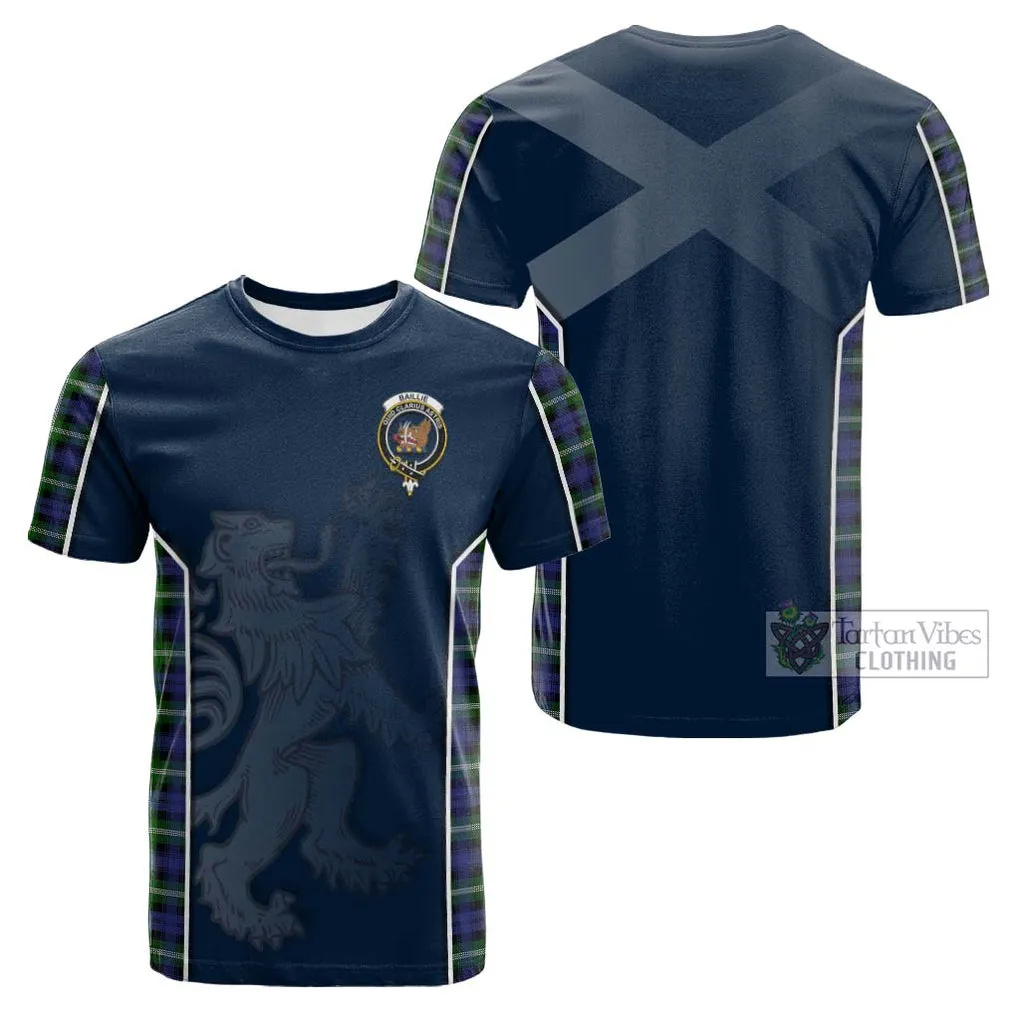 Baillie of Polkemmet Tartan Cotton T-shirt with Family Crest and Lion Rampant Vibes Sport Style